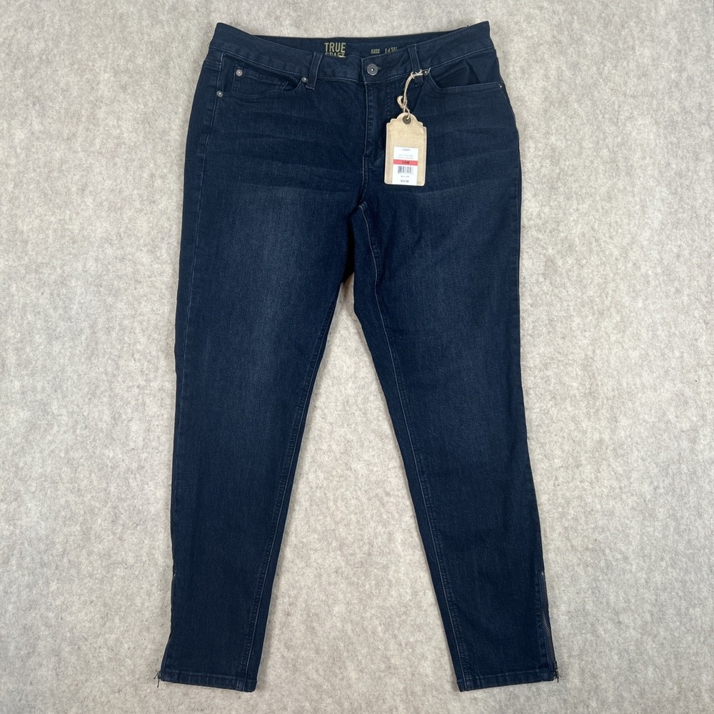 True Craft Skinny Ankle Jeans Women's 14w NWT Vibrant Blue Cotton Stretch